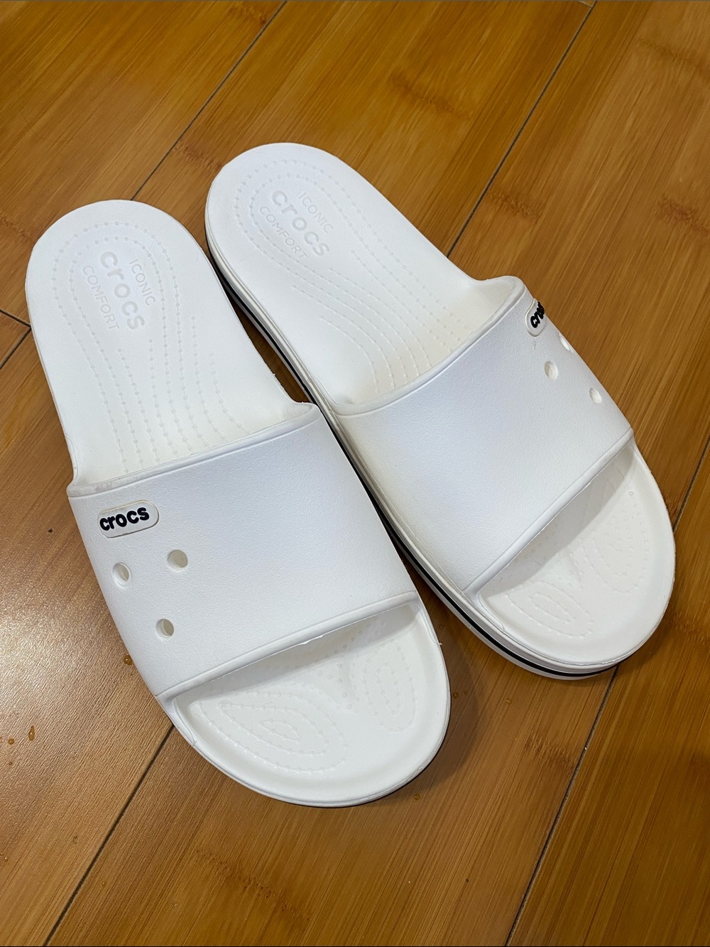 Men’s White CROCS Slides: Size 11
